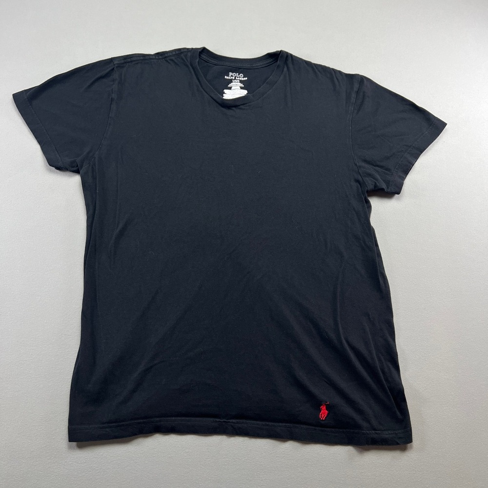 Polo Ralph Lauren T Shirt Mens Large Black Cotton Classic Fit Logo Crew Neck